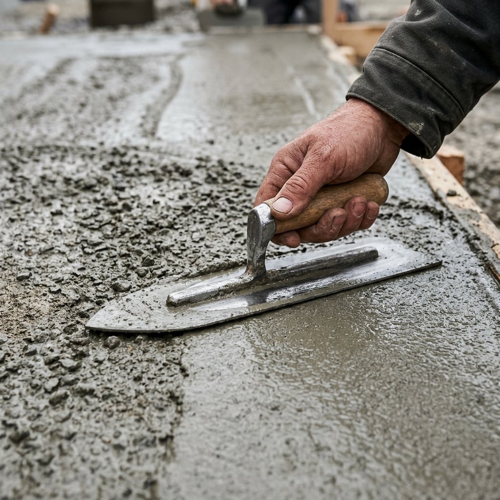 Concrete resurfacing trowel work